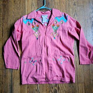Vintage embroidered zip up denim